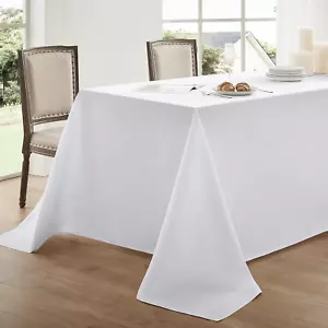 Rectangular Tablecloth 60X84 Inch - White Table Cloths Stain Resistant Decorativ - Picture 1 of 12