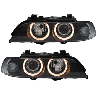 Scheinwerfer Angel Eyes für BMW E39 Limo Touring Bj. 1995-2000 Schwarz - Bild 1 von 3