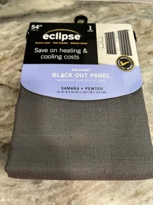 Eclipse Rod Pocket Black Out Panel 42 in W x 45 In L Samara Pewter NEW - Image 1 of 3