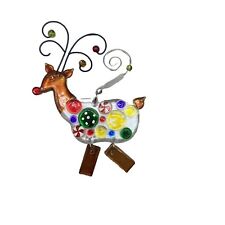 Glass & Wire Rudolph Reindeer Ornament with Candy on Body 5.5"