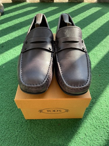 TOD’S Mocassino mocassino da uomo Tod's City Gommino taglia 8 grigio marrone in pelle
