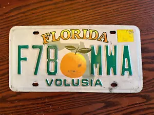 2008 Florida License Plate F78 MWA Volusia FL USA Authentic Metal October - Picture 1 of 2