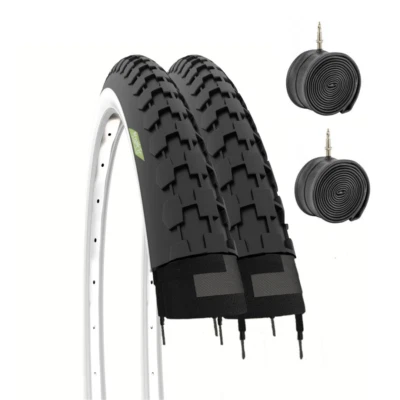 2 COPERTONI 26 X 1 1/2 + CAMERE PNEUMATICI 40-584 PER BICI BALLONCINO VINTAGE - Imagen 1 de 4