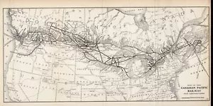 Mapa ferroviario antiguo del Pacífico canadiense 1913 mapa ferroviario de Canadá 2159 - Imagen 1 de 4