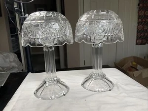 Set Of 2, Shannon Crystal Tall Pillar Candle Holder W/Shade 10" Ireland EUC #SH - Picture 1 of 12