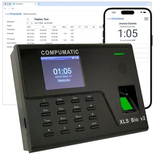 Compumatic Biometric Fingerprint Time Clock, Ethernet WiFi Web Cloud Real-Time - Picture 1 of 7