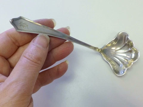 Art Deco Baker Manchester Roger Williams Sterling Silver LADLE w Shell Bowl O Cover