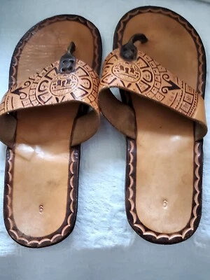 Chinelos femininos de couro genuíno feitos à mão sandálias sapatos baixos todos os dias tamanho 9 - Imagem 1 de 4