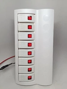 Marine Boat White Switch Panel 8 Gang Red LED Indicator Rocker Circuit Breaker - Picture 1 of 5