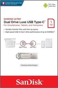 SanDisk 1TB Ultra Dual Drive Luxe USB Type-C Flash Drive SDDDC4-1T00-G46 - Bild 1 von 2