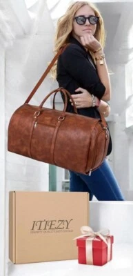 Convertible Travel Garment Bag Duffle Carry-On Set 3 Piece Brown Passport Holder - Image 1 of 4