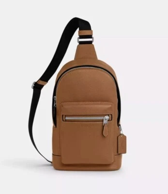 NWT Coach West Pack Leather Bag In Silver/Light Saddle 2540 Was $350 - Image 1 of 4