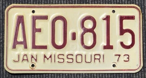 Vintage Missouri Rare License Plate January 1973 AEO 815 1 Piece - Picture 1 of 2