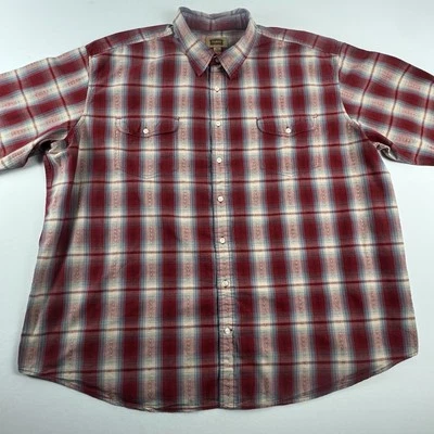 Foundry Mens 4XL Red Plaid Pockets Long Sleeve Button Up Casual Work XXXXL Shirt - Image 1 of 4