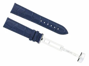18MM LEATHER WATCH STRAP BAND For TUDOR WATCH +  DEPLOYMENT BUCKLE CLASP BLUE - Picture 1 of 6