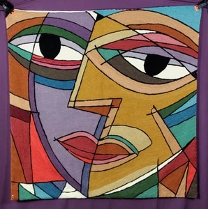 Cashmere Crafts Handmade Abstract Multicolor Face Wall Tapestry - Picture 1 of 5