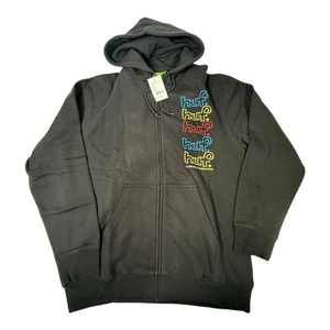 HUF Drop Out Stack F/Z Hoodie Medium Black Menswear Full Zip Sweatshirt - Picture 1 of 8