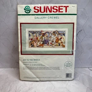 New Sealed Sunset Dimensions 1992 Gallery Crewel Joy To The World Embroidery Kit - Picture 1 of 4