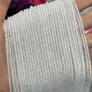 Cuentas de disco espaciador de rondelle micro facetadas de cuarzo transparente natural genuino de 2x3 mm - Imagen 1 de 12