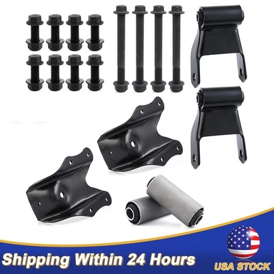Rear Leaf Spring Shackle Bracket Hanger Kit for Ford F150 F250 F350 Bronco US Foto 1 de 4