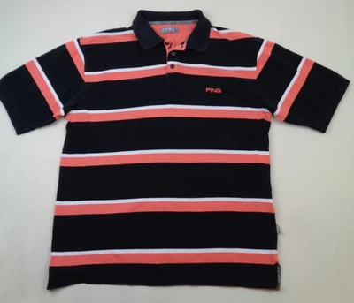 PING Golf Polo Shirt Men’s Large Pink Black Stripe Short Sleeve Cotton Blend - Image 1 of 4