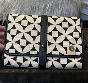 Spartina 449 Daufuskie Island Jewelery Clutch Linen and Leather EUC - Picture 1 of 6