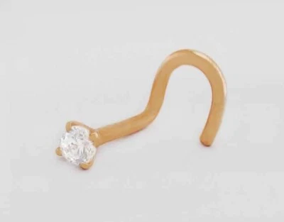 PENDIENTE NARIZ ZAFIRO BLANCO CREADO EN LABORATORIO ORO ROSA 14K - Nuevo Con Etiqueta Foto 1 de 2