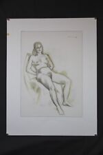 Otto Fuchs weiblicher Akt Dachauer Maler Bleistiftzeichnung Sitzende Frau 1987