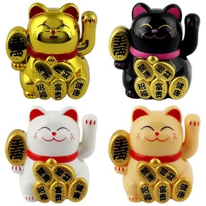 Mini gatto fortunato prosperità solare 5cm Maneki-Neko gatto cinese Gatto fortun - Picture 1 of 32
