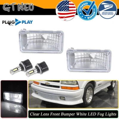 Luces antiniebla de lente transparente de 2 piezas para camioneta/blazer Chevrolet S10 98-04 con bombillas LED Foto 1 de 4