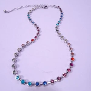 Banana Republic Silber Regenbogen Edelstein zierlich kurzer Kragen Halskette Neu mit Etikett 45 - Bild 1 von 10