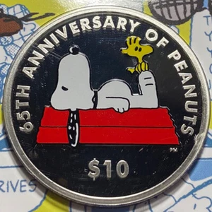 2015 BRITISH VIRGIN ISLANDS .84 OZ SILVER PROOF $10 PEANUTS SNOOPY CARD/COA BVI - Picture 1 of 4