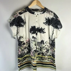 Blusa Cerúlea Safari Estampado Botón Delantero - Camisa Selva Cebra - Talla Mediana - Imagen 1 de 6