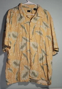 STO MEN'S TROPICAL SHIRT, Sz XXL, Palm Leaves, SS, Button Up, 100% SILK - Picture 1 of 10