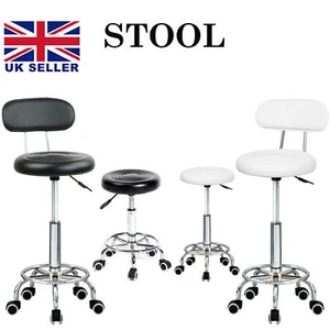 Dental Doctor Assistant's Stool Adjustable Mobile Chair Black PU Leather Dentist