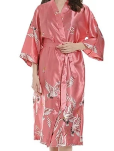 ALCEA ROSEA Women Kimono Robes Long Soft Sleepdress Coral Size Small - Picture 1 of 4