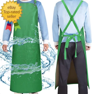 Waterproof Aprons for Men, 43" Long PU Rubber Heavy Duty Apron with Adjustable X - Picture 1 of 7