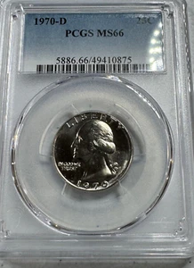 1970-D WASHINGTON US Mint QUARTER, MS66 by PCGS, a SUPERB looking Coin!!!! - Picture 1 of 6