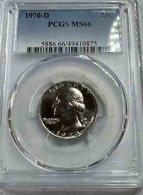1970-D  WASHINGTON US Mint QUARTER,   MS66 by PCGS,   a SUPERB looking Coin!!!! - Image 1 of 4