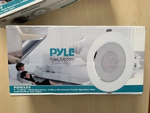 Pyle 4 in Pair Ceiling Wall Speakers 8Ohm 2-Way Aluminum Frame LED Light - Picture 1 of 5