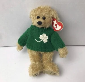TY Attic Treasures Blarney Jointed Teddy Bear Plush 8” Clover Shamrock Irish - Picture 1 of 5