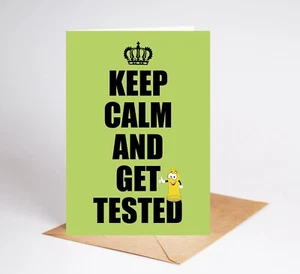 Tarjeta divertida del día de San Valentín broma grosera mantener la calma hacerse la prueba STI BC929 - Imagen 1 de 3