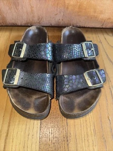 Birkenstock Shiny Arizona Snake Black Multicolor Strap Sandals Size 9 39 - Picture 1 of 8