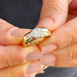 IGI CERTIFIED 14K SOLID YELLOW GOLD ROUND DIAMOND ENGAGEMENT RING SEMI BEZEL 0.7 - Picture 1 of 11