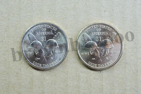 2016 P&D Native American Dollar Sacagawea UNC Code Talkers WWI WWII 2 Coins Cover