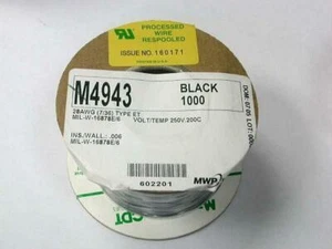 5meter (5M)-Manhattan/CDT M4943 28AWG Sliver-Plated Cooper TFE Wire - Black - Picture 1 of 6