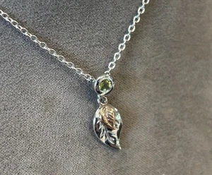 Ciondolo Clogau in argento e oro rosa 9 ct peridoto Awelon (18") raro - Foto 1 di 7