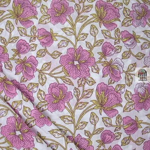 Hand Block Cotton 3 Yard Indian Print Running Multi Color Floral Handmade Craft - Picture 1 of 5