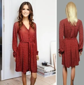 GAP DRESS SIZE 10 RED MIX SHIFT BELTED SHORT LONG SLEEVE #10 - Picture 1 of 11