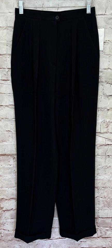 Jones New York VTG Womens Black Trouser Pants High-Waisted Pleated Cuffed Size 4 - Image 1 of 4